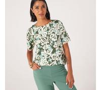 Kim & Co Printed Brazil Knit Jersey Short Sleeve Top BLACK,SAND EXTRA SMALL