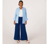 Kim & Co Stretch Crinkle Knit Palazzo Petite Trousers AMBER 2XL