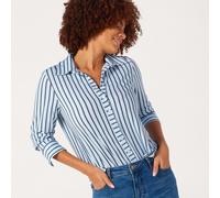 Kim & Co Stripe Brazil Jersey Long Sleeve Relaxed Shirt LATTE CAMEL 3XL