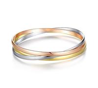Kim Johanson Olympia Women's Bangle Stainless Steel with 3 Closed Rings Rose Gold/Gold/Silver Bracelet with Jewellery Bag, 20 centimeters, Stainless Steel