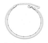 Kim Johanson® Stainless Steel Women's Anklet *Eva* in Silver, Gold & Rose Gold | Multi-Row Anklet | Snake Chain with Dots | Waterproof | Boho Jewellery for Women | Adjustable Length | Jewellery Bag