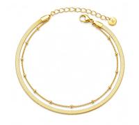 Kim Johanson® Stainless Steel Women's Anklet *Eva* in Silver, Gold & Rose Gold | Multi-Row Anklet | Snake Chain with Dots | Waterproof | Boho Jewellery for Women | Adjustable Length | Jewellery Bag