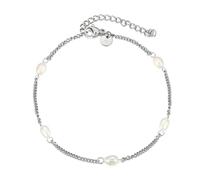 Kim Johanson® Stainless Steel Women's Anklet Pearl in Silver, Gold & Rose Gold, Anklet with Real Pearls, Waterproof, Boho Jewellery for Women, Adjustable Length, Multi Layer Chain, Eine Grösse