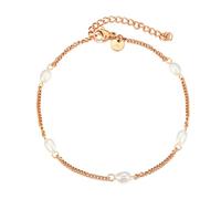 Kim Johanson® Stainless Steel Women's Anklet Pearl in Silver, Gold & Rose Gold, Anklet with Real Pearls, Waterproof, Boho Jewellery for Women, Adjustable Length, Multi Layer Chain, Eine Grösse
