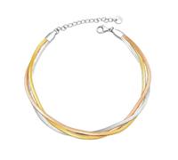 KIM JOHANSON® Stainless Steel Women's Anklet *Tricolour* in Silver, Gold & Rose Gold | Multi-Row Anklet | Snake Chain | Waterproof | Boho Jewellery for Women | Adjustable Length | Includes Jewellery