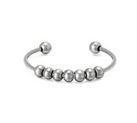 Kim Johanson® Stainless Steel Women's Anxiety Ring in Silver, Gold & Rose Gold with Movable Beads, Waterproof, Balls, Fidget Ring, Anti-Stress Jewellery for Women, Two Sizes, Stainless Steel, No