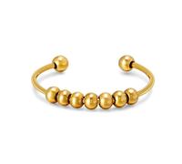 Kim Johanson® Stainless Steel Women's Anxiety Ring in Silver, Gold & Rose Gold with Movable Beads, Waterproof, Balls, Fidget Ring, Anti-Stress Jewellery for Women, Two Sizes, Stainless Steel, No
