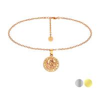 Kim Johanson Stainless Steel Women's Necklace *Saint Christopher* Saint Christopher in Silver, Gold and Rose Gold with Engraving Coin Adjustable Chain