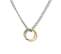 Kim Johanson Stainless Steel Women's Necklace Tricolour in Silver, Gold and Rose Gold | Chain with a Ring | Multi Layer | Waterproof | Wrap Ring | Jewellery for Women | Adjustable, Verstellbar