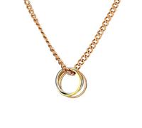 Kim Johanson Stainless Steel Women's Necklace Tricolour in Silver, Gold and Rose Gold | Chain with a Ring | Multi Layer | Waterproof | Wrap Ring | Jewellery for Women | Adjustable, Verstellbar