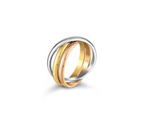 Kim Johanson Stainless Steel Women's Ring Tricolour in Silver, Gold and Rose Gold Wrap Ring Waterproof Jewellery for Women 3 Closed Rings Women's Ring in Various Sizes, Stainless Steel, No Gemstone
