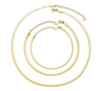 Kim Johanson Stainless Steel Women's Snake Chain Set *Lia* Necklace, Bracelet & Anklet in Silver, Gold & Rose Gold | Multi Layer Jewellery Set | Waterproof | Boho Jewellery for Women, Eine Grösse