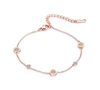 Kim Johanson Timeless Stainless Steel Women's Anklet in Rose Gold with Zirconia Stones and a Strong Lobster Clasp Including Jewellery Bag