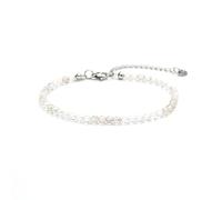Kim Johanson® Women's Anklet with Real Natural Stones in Silver, Natural Stone Anklet with 4 mm Gemstone Beads, Waterproof, Boho Jewellery for Women, Adjustable, S / M (21-26cm), Gemstone, natural