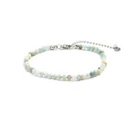 Kim Johanson® Women's Anklet with Real Natural Stones in Silver, Natural Stone Anklet with 4 mm Gemstone Beads, Waterproof, Boho Jewellery for Women, Adjustable, XS (16-21cm), Gemstone, Stainless