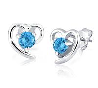 Kim Johanson Women's Earrings *Heart* 925 Sterling Silver with Turquoise Zirconia Stones Including Jewellery Bag
