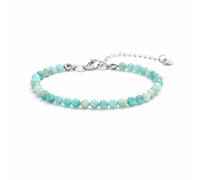 Kim Johanson® Women's Stainless Steel Anklet with Real Amazonite Natural Stones in Turquoise & Silver, Natural Stone Anklet with 4 mm Gemstone Beads, Waterproof, Jewellery for Women, Adjustable, Bag