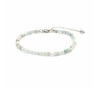 Kim Johanson Women's Stainless Steel Bead Bracelet with Real Natural Stones in Silver, Natural Stone Bracelet with 4 mm Gemstone Beads, Waterproof, Boho Jewellery for Women, Adjustable, Eine Grösse