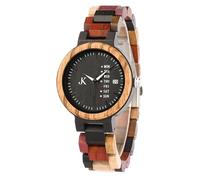 KIM JOHANSON® Wooden Stainless Steel Watch W or Men and Women | With Date & Day Display | Handmade | Quartz | Analogue Watch | Vegan | Gift | Silver | Adjustable Strap | Includes Watch Box,