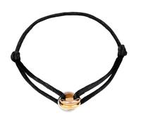 Kim Johnson® Tricolour Bracelet in Black Cord with Stainless Steel Ring in Silver, Gold and Rose Gold, Waterproof Boho Jewellery for Women