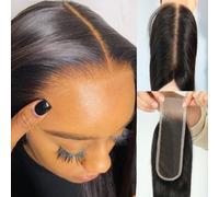 Kim K HD Lace Closure Straight Lace Closure Pre Plucked Single Knot Long Deep Parting 0.10mm Ultra Thin Invisible 130% Density Virgin Human Hair Natural Black 18 Inch