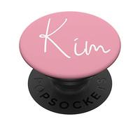 Kim Name White on Pink for Girls & Women - Kim PopSockets Swappable PopGrip