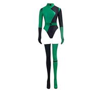 Kim Possible Shego Cosplay Costume Womens Jumpsuit with Gloves and Stockings Halloween Bodysuit
