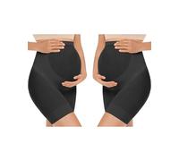 KIM S Shape Your Bump Seamless Maternity Shapewear for Dress, Pregnancy Underwear Prevent Chafing Belly Support, D. 2 Pack(black+black), M