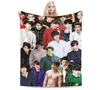Kim Woo bin Blankets Soft and Comfortable Warm Woollen Throw Blanket Beach Blanket Carpet Rug Decoration Gift for Yoga Picnic Room Dormitory Sofa Bed Camping Travel All Season
