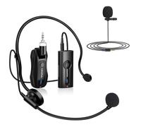KIMAFUN Wireless Headset Microphone, 2.4G Wireless Microphone Headset and Lavalier Lapel Mics 2 In 1 Suitable for Speaker, PA System, Audio Mixer, Teacher