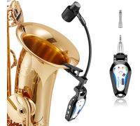 Kimafun Wireless Saxophone Microphone System, Clip-On Instrument for Sax Trumpet Audio Recording and Saxophonist Performances, Compatible with Audio Mixers, Speakers, PA Systems