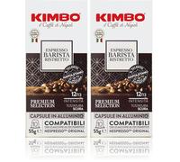 Kimbo Coffee Espresso Barista Ristretto (1 x 10) | Nespresso Coffee Machine Compatible | 10 Aluminium Capsules, Dark Roast | Italian Coffee Pods (Pack of 2)