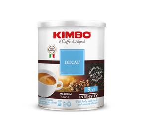 Kimbo Decaf Medium Roast Ground Coffee Velvety Texture 250g / 8.80oz Tin