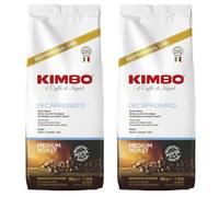 Kimbo Espresso Decaffeinato (Decaf) Whole Coffee Beans Bundle Kit - 2 Bags of 500g