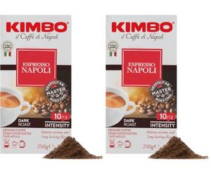 Kimbo Espresso Napoli Ground Coffee, Vacuum Sealed Bag, Authentic Italian Coffee, 1 x 250g (Pack of 2)