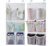 KIMBORA 2 Packs Narrow Over the Door/Wall Shoe Organizer, Small Hanging Shoe Rack for Closet with Clear Mesh Pocket for Bathroom, RV, Pantry, Camping (White)