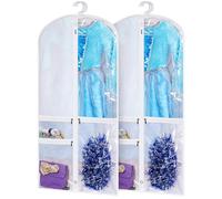 Kimbora Costume Dance Garment Bag with 3 Clear Zipper Pockets for Suits Dress Cover, Travel & Competitions Protector, Set of 2