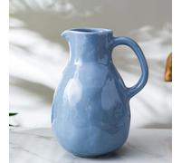 Kimdio Blue Ceramic Vase with Handle, Modern Pitcher Vase for Home Decor, Nordic Pottery Vase, Decorative Flower Vase, Clay Vase, Centerpieces for Living Room