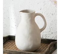 Kimdio White Ceramic Vase with Handle, Modern Farmhouse Pitcher Vase for Home Decor, Rustic Pottery Vase, Decorative Flower Vase, Clay Vase, Centerpieces for Living Room