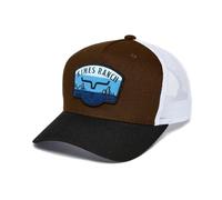 Kimes Ranch Crimson Mid Profile Curved Bill Hat with Woven Patch and Merrow Edge Stitch