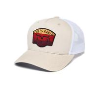 Kimes Ranch Crimson Mid Profile Curved Bill Hat with Woven Patch and Merrow Edge Stitch