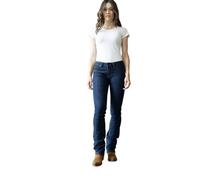Kimes Ranch Women's Betty Western Style Modest Bootcut Mid-Rise Straight Fit Durable Shape-Saving Dark Blue Riding Jeans, Dark Blue, 4-36
