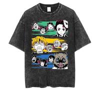 Kimetsu no Yaiba T-Shirts Kamado Tanjiro Tops Agatsuma Zen'itsu Tshirt 3D Print Cartoon Hashibira Inosuke Cosplay T-Shirt Black Short Sleeve Tops Casual Summer Manga Tee for Men and Women