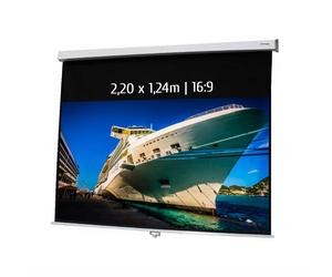 KIMEX 041-3414 Manual Projection Screen Professional manual projection screen with a 100" image diagonal, auto-lock system, and black backing - ideal