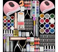 Kimglurs Acrylic Kit with Nail Drill, 12 Colors Powder & Liquid, UV/LED Lamp, Top & Base Coat, Nail Primer, for Beginners Set