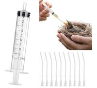 KIMHOME 10Pcs Pet Feeder, 10ml Plastic Hand Feeding Tool with Hose & Pigeon Parrot Feeding Accessories