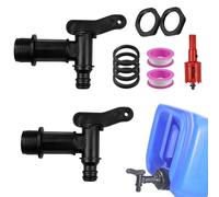 KIMHOME 2-Pack Water Butt Tap Kit, Rain Barrel Tap with Hole Cutter for Garden Allotment & Greenhouse (Plastic/Brass)