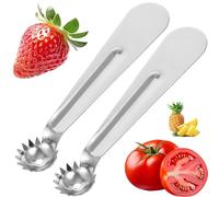 KIMHOME 2 Pcs Stainless Steel Stem Remover, Ergonomic Handle, Multi-Functional Corer Tool, for Tomatoes Strawberries and Melons