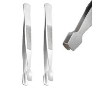 KIMHOME Pack of 2 Stainless Steel Stamp Tweezers, Portable Philately Collecting Tools with Flat Precision Tips for Hobbyists(Silver)