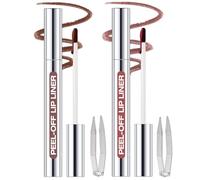 KIMIEYE 2 Colors Peel Off Lip Liner Stain Kit, Long Lasting Waterproof Matte Finish Lip Tint Stains Makeup Set for Women, Trend Colors, Easy to Use, for All Skin Types, Tweezer Include (#02, #03)